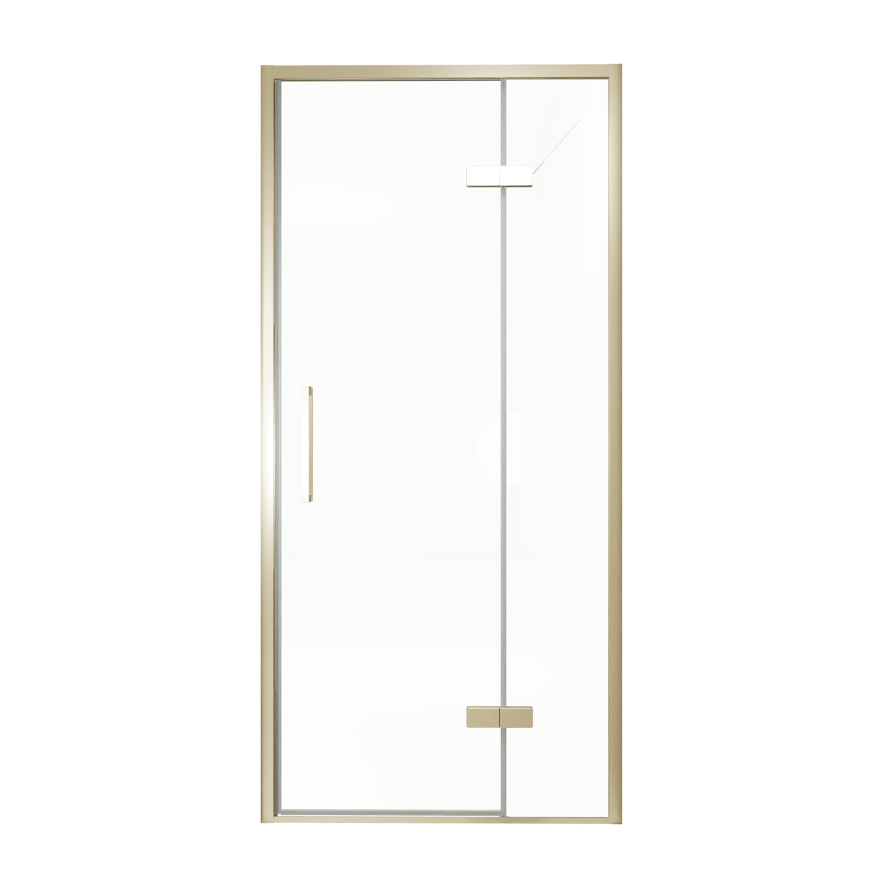 Balmani Senses Design Dusche Drehtür, Rechts, 100 cm x 210 cm, Klarglas, Profil Brushed Champagner Gold