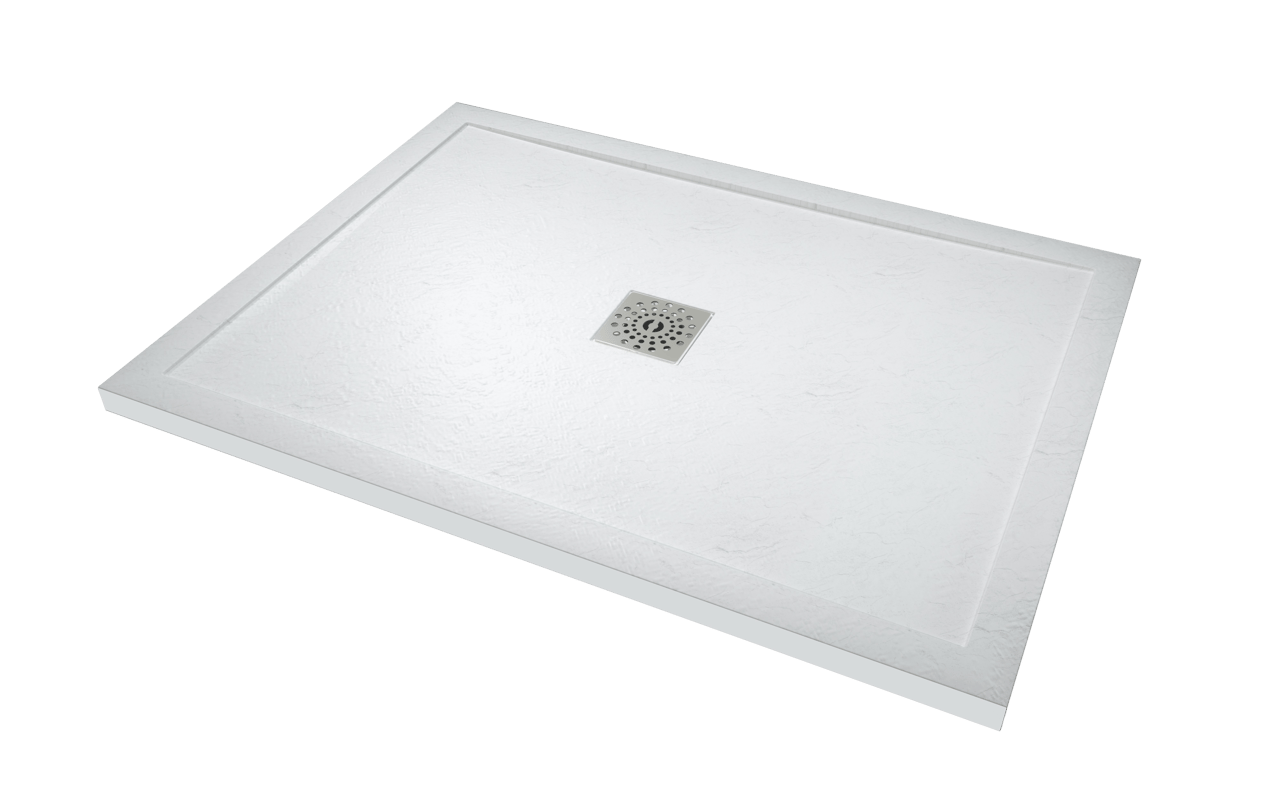 Linie Lido douchebak 120 x 90 cm composietmarmer mat wit leisteenstructuur