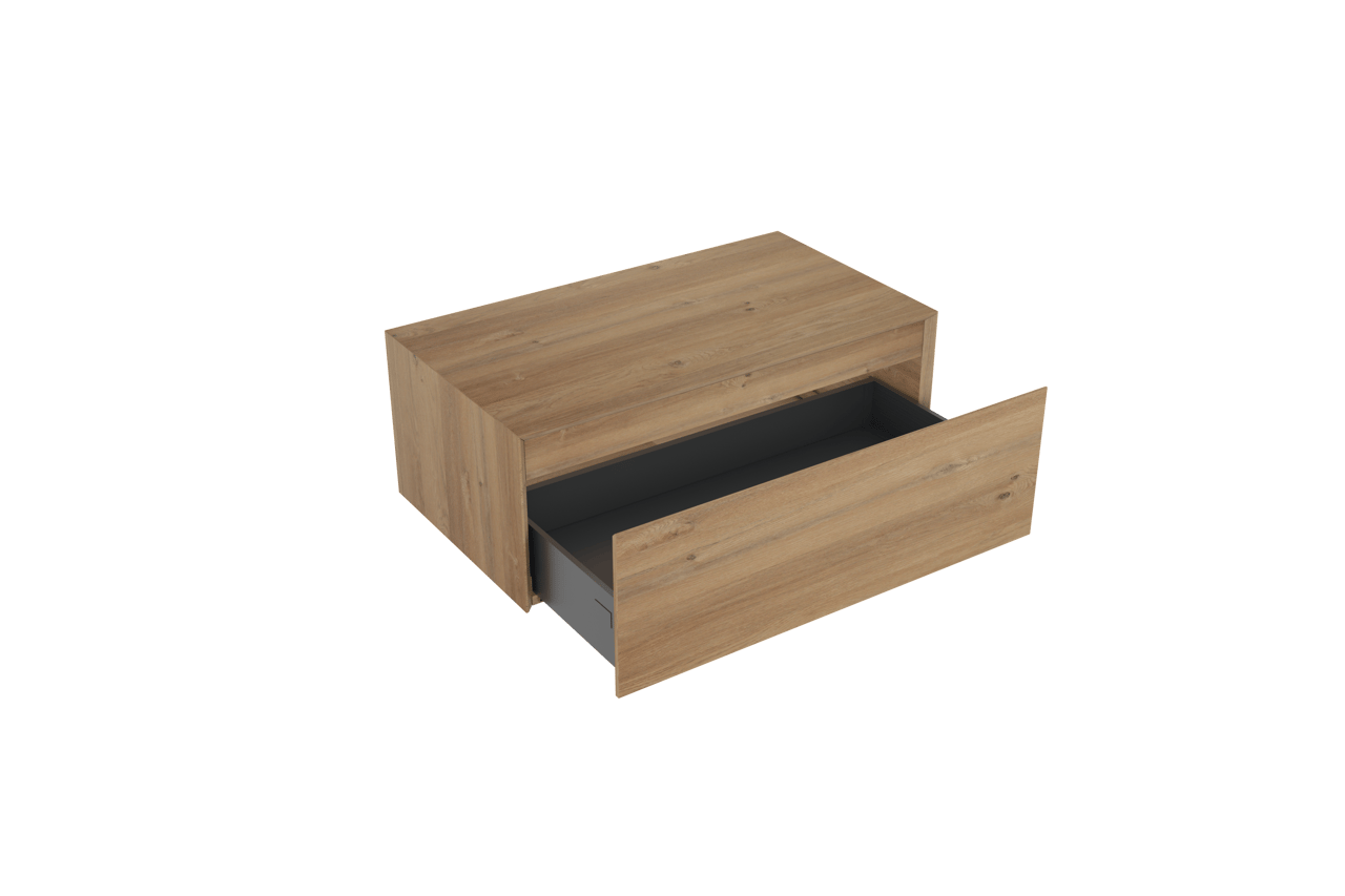 Storke Edge Modulo hängender Waschbeckenunterschrank: 85 x 48 cm, Eiche rustikal, 1 Schublade