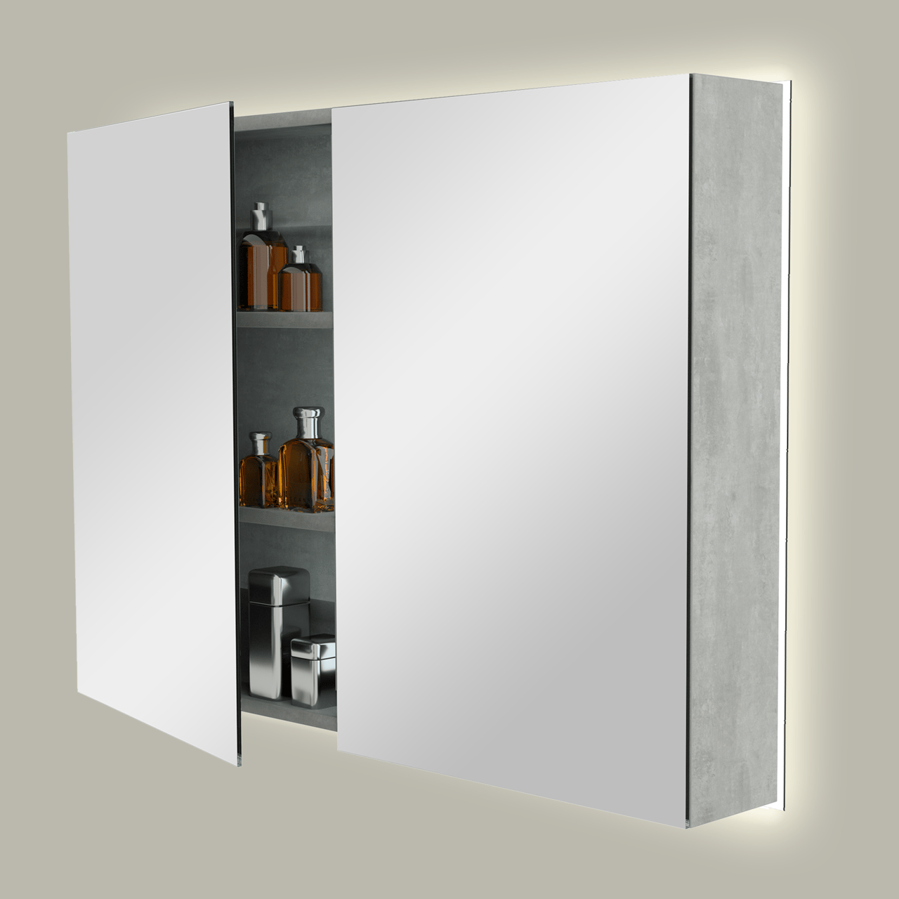 Storke Reflecta armoire de toilette lumineuse 100 x 75 cm béton gris foncé