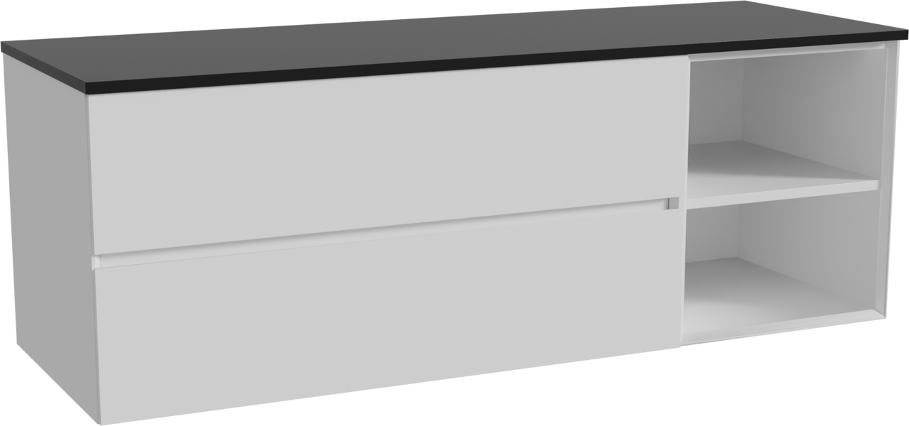 Storke Edge meuble salle de bains suspendu 150 x 52 cm blanc mat avec Panton tablette simple ou double en mdf enduit de poudre noir mat