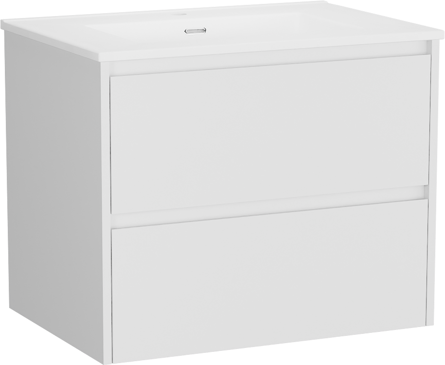 Storke Seda zwevend badkamermeubel 75 x 52 cm mat wit met Kera enkele wastafel in porselein mat wit, afvoerplug inbegrepen