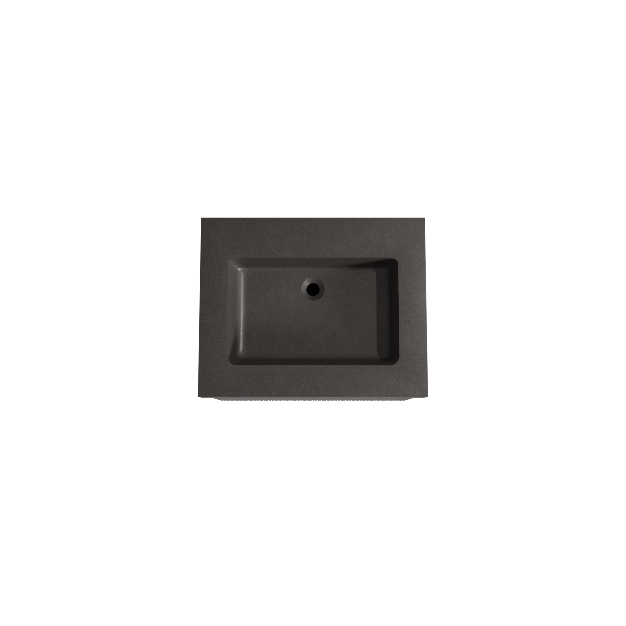 Storke Ribs meuble salle de bains suspendu 65 x 52 cm chêne noir avec Scuro High plan simple en quartz noir mat, Nervure droite asymétrique verticale
