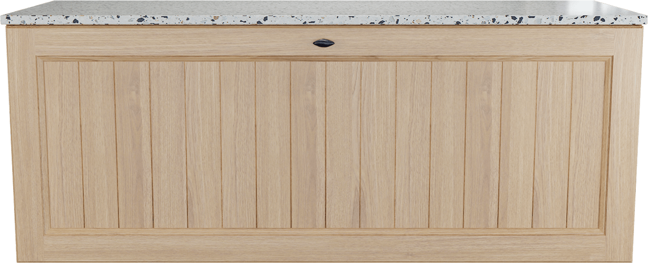 Balmani Lemon meuble salle de bains suspendu 135 x 55 cm, placage chêne naturel avec Stretto tablette simple ou double en blanc/noir mat terrazzo