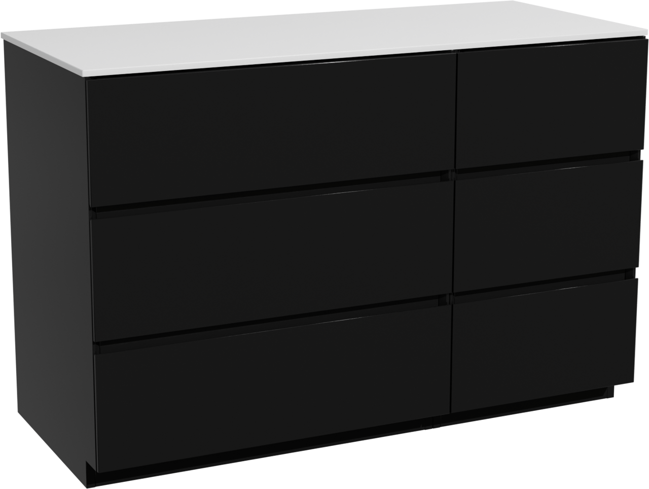Storke Edge staand badmeubel 120 x 52 cm mat zwart met Tavola enkel of dubbel wastafelblad in solid surface mat wit