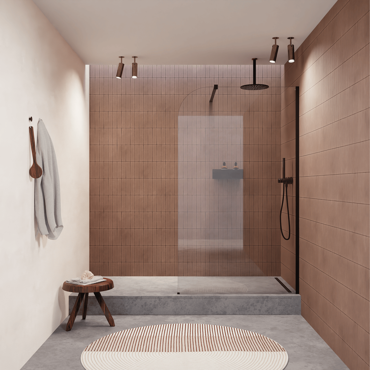 Balmani Modular paroi de douche Verre transparent arrondi 176 x 200 cm