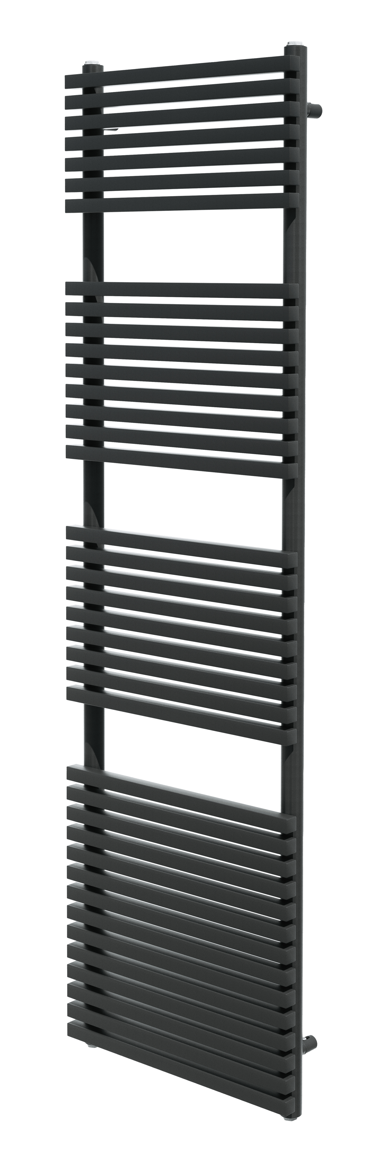 Vipera Vesuvio enkele handdoekradiator 50 x 180 cm centrale verwarming mat zwart zij- en middenaansluiting 1.232W