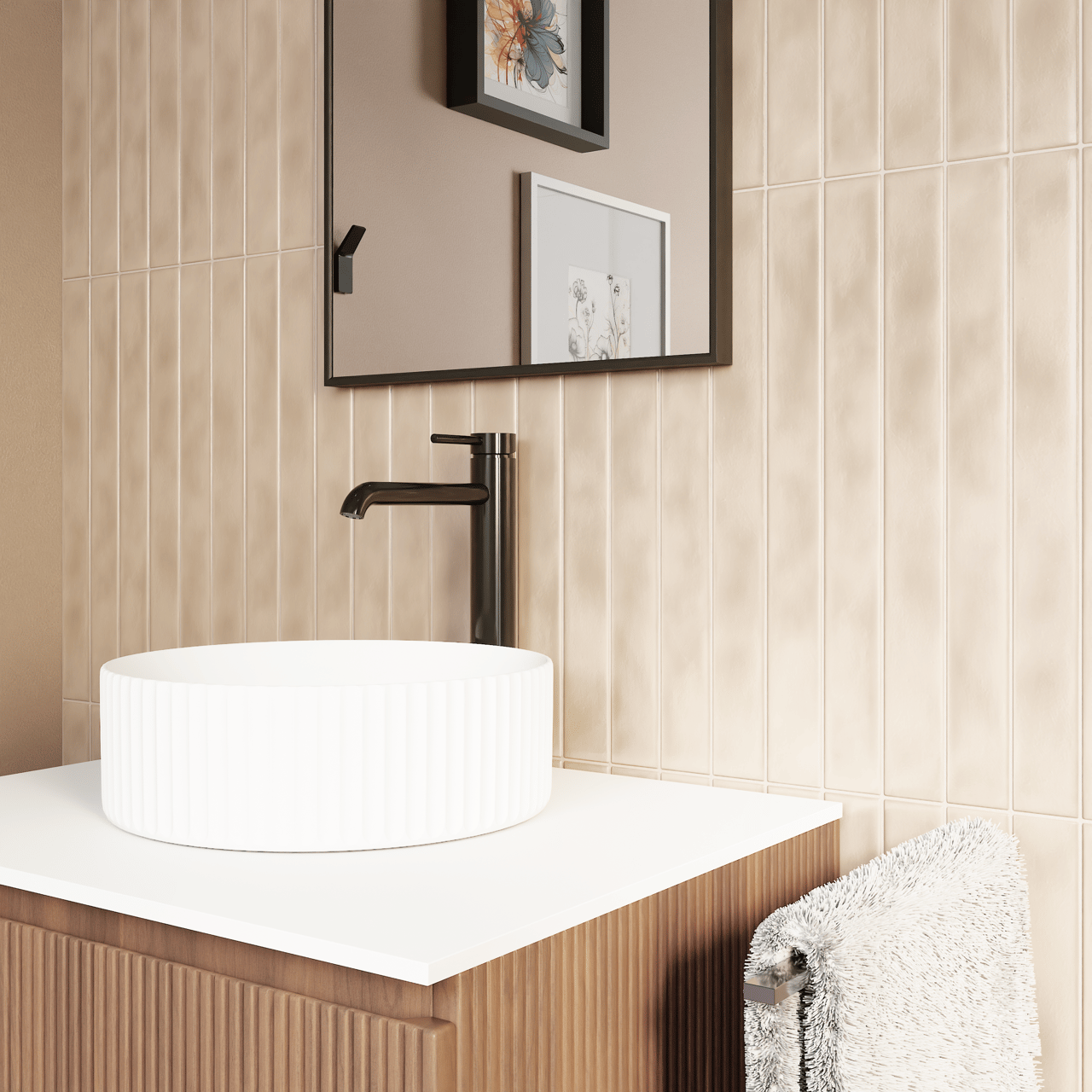Carruzo Rio keramische wandtegels 24 stuks 5x50cm Crema