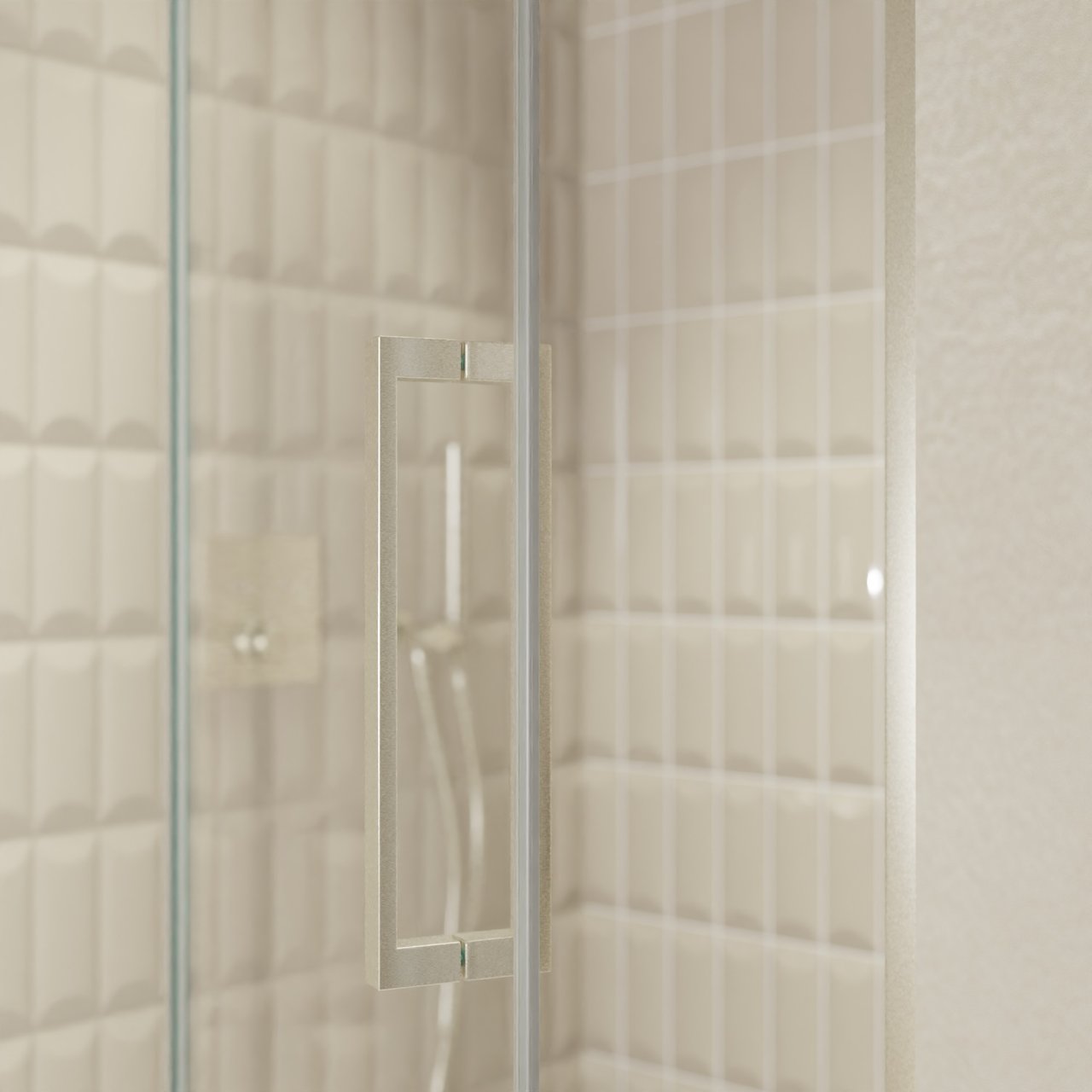 Balmani Senses Design Dusche Drehtür, Links, 120 cm x 210 cm, Klarglas, Profil Brushed CoolMetal