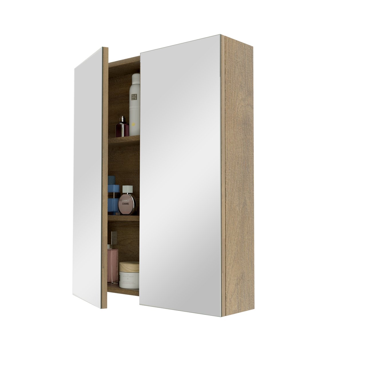 Linie Montro Spiegelschrank Bad: 60 x 75 cm, Eiche Natur