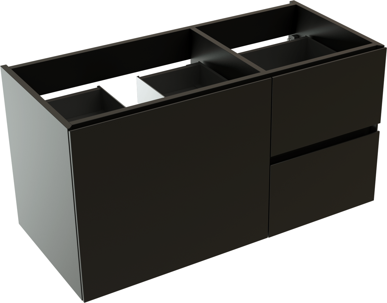 Storke Edge zwevende wastafelonderkast 100 x 46 cm asymmetrisch links Mat Zwart 3 lades