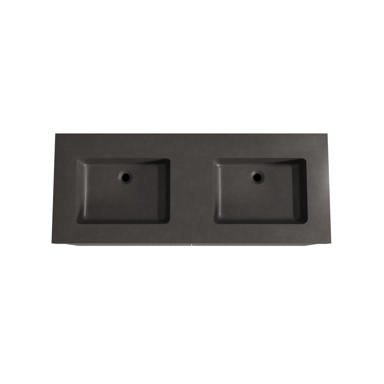 Storke Ribs zwevend badmeubel 130 x 52 cm zwart eiken met Scuro High dubbele wastafel in kwarts mat zwart, Verticale asymmetrische rechte ribbel