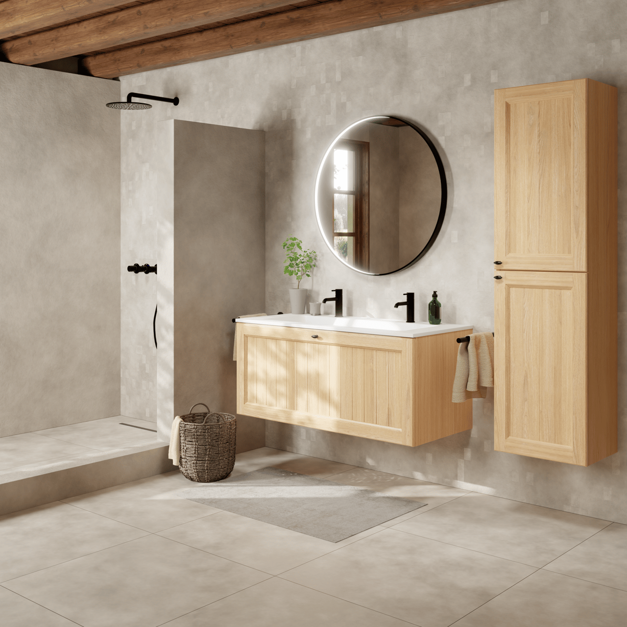 Balmani Lemon zwevende wastafelonderkast 120 x 55 cm Fineer natuur eik 2 lades