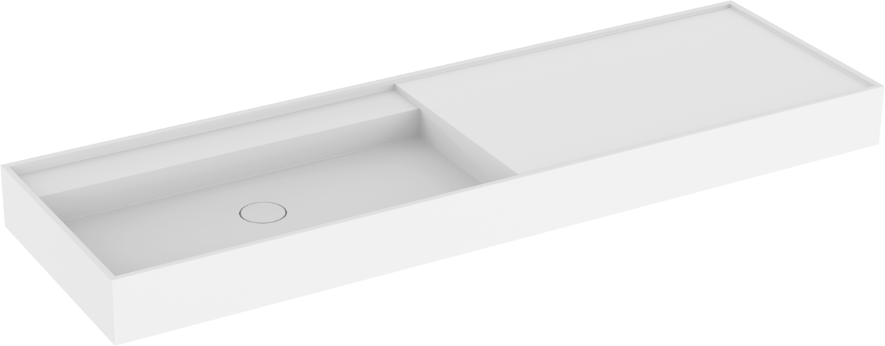 Balmani Cubo plan vasque asymétrique à gauche mat Solid Surface 160 x 49 cm