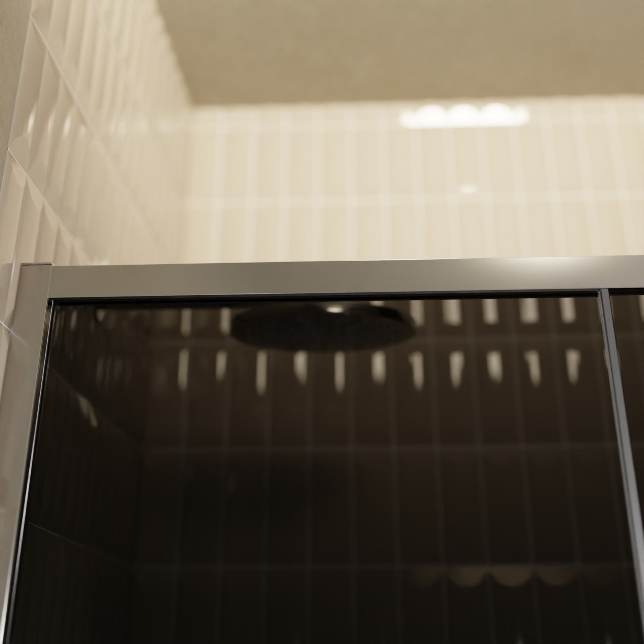 Balmani Senses Design Dusche Schiebetür, umkehrbar, 140 cm x 210 cm, Rauchglas, Profil Chrom