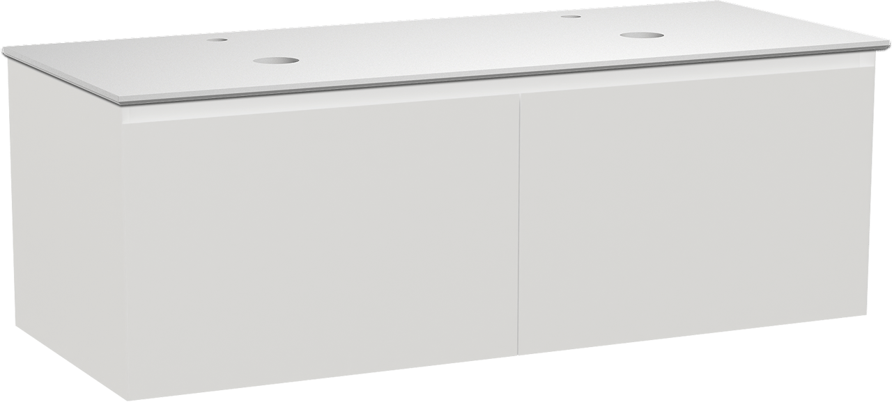 Balmani Idra by Mitra meuble salle de bains suspendu 135 x 55 cm blanc mat avec Facetta tablette double en solid surface blanc mat