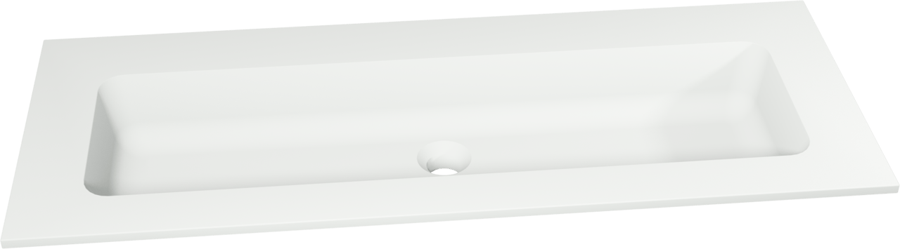 Storke Mata Einzelwaschtisch für 2 Armaturenlöcher, Solid Surface matt, 100 x 40 cm