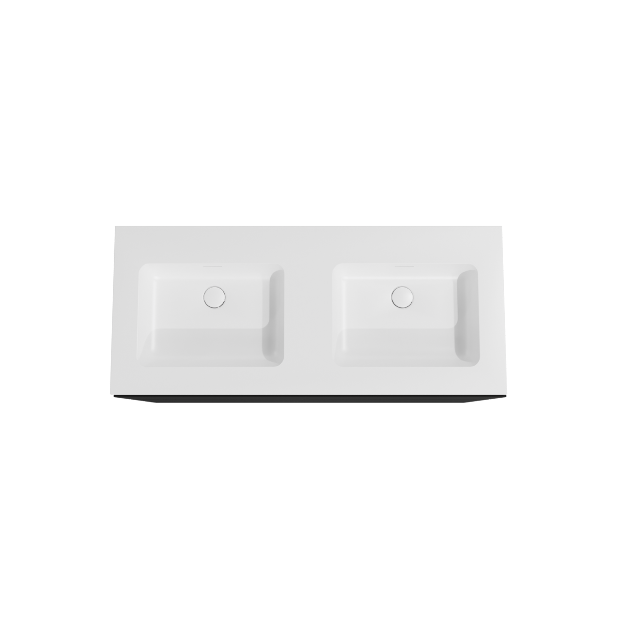 Storke Edge staand badmeubel 120 x 52 cm mat zwart met Mata dubbele wastafel in solid surface mat wit