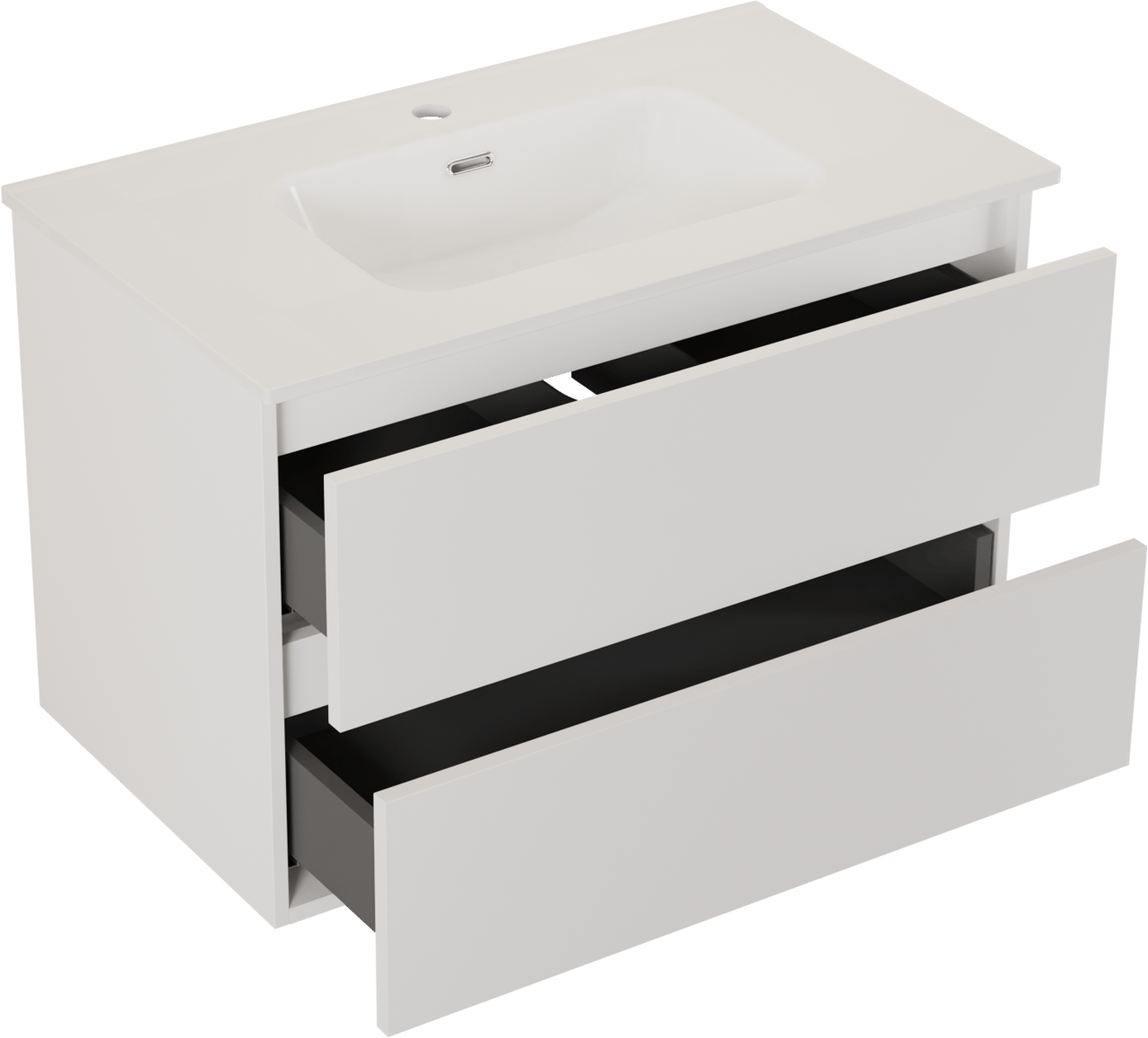 SanyOne Eli meuble salle de bains à assembler suspendu 80 x 46 cm blanc mat avec Baro plan simple en porcelaine blanc brillant