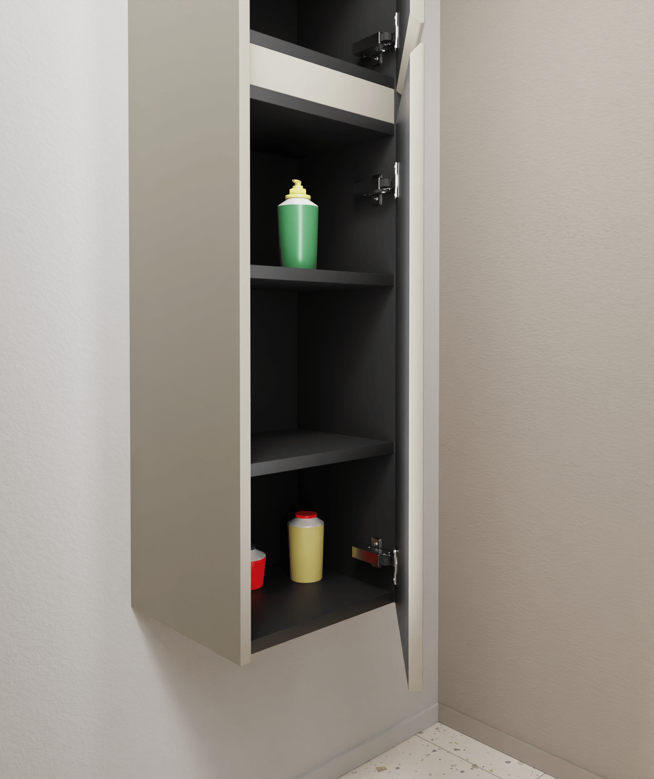 Storke Seda Badhochschrank: Hängend, Seidengrau, 40 x 35 x 170 cm