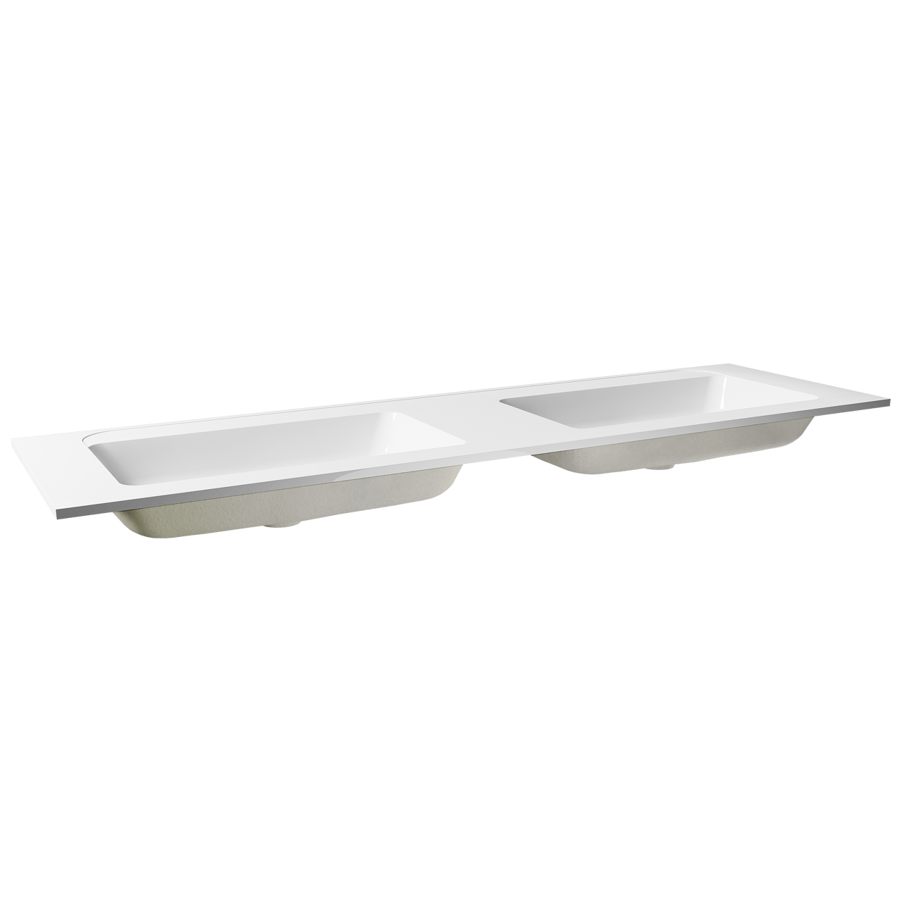 Balmani Tablo Strada dubbele wastafel glanzend composiet marmer 180 x 55 cm