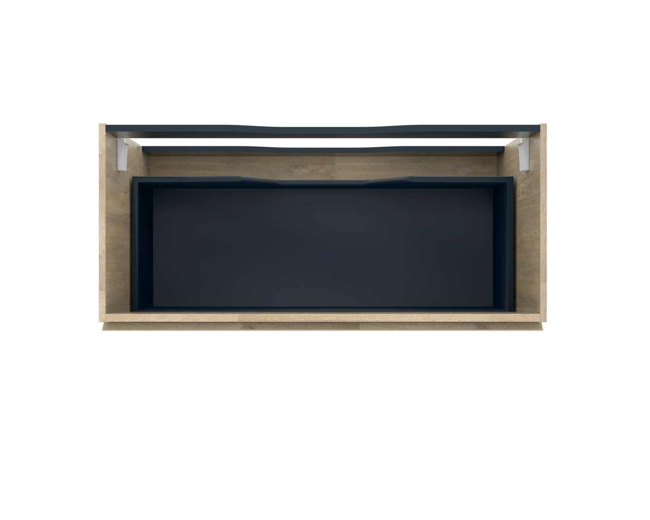 Linie Lado hängendes Möbelstück Set: 100 x 46 cm, Naturbelassene Eiche, mit Lado Einzel- oder Doppel Waschtischplatte, Melamin Schiefergrau