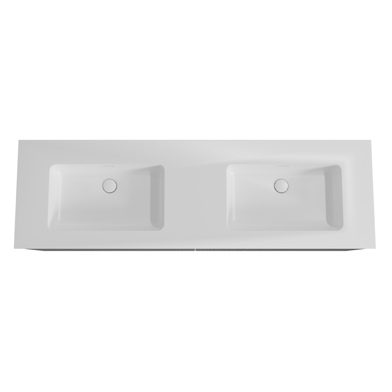 Storke Ribs zwevend badmeubel 170 x 52 cm zwart eiken met Mata dubbele wastafel in solid surface mat wit, Verticale asymmetrische rechte ribbel