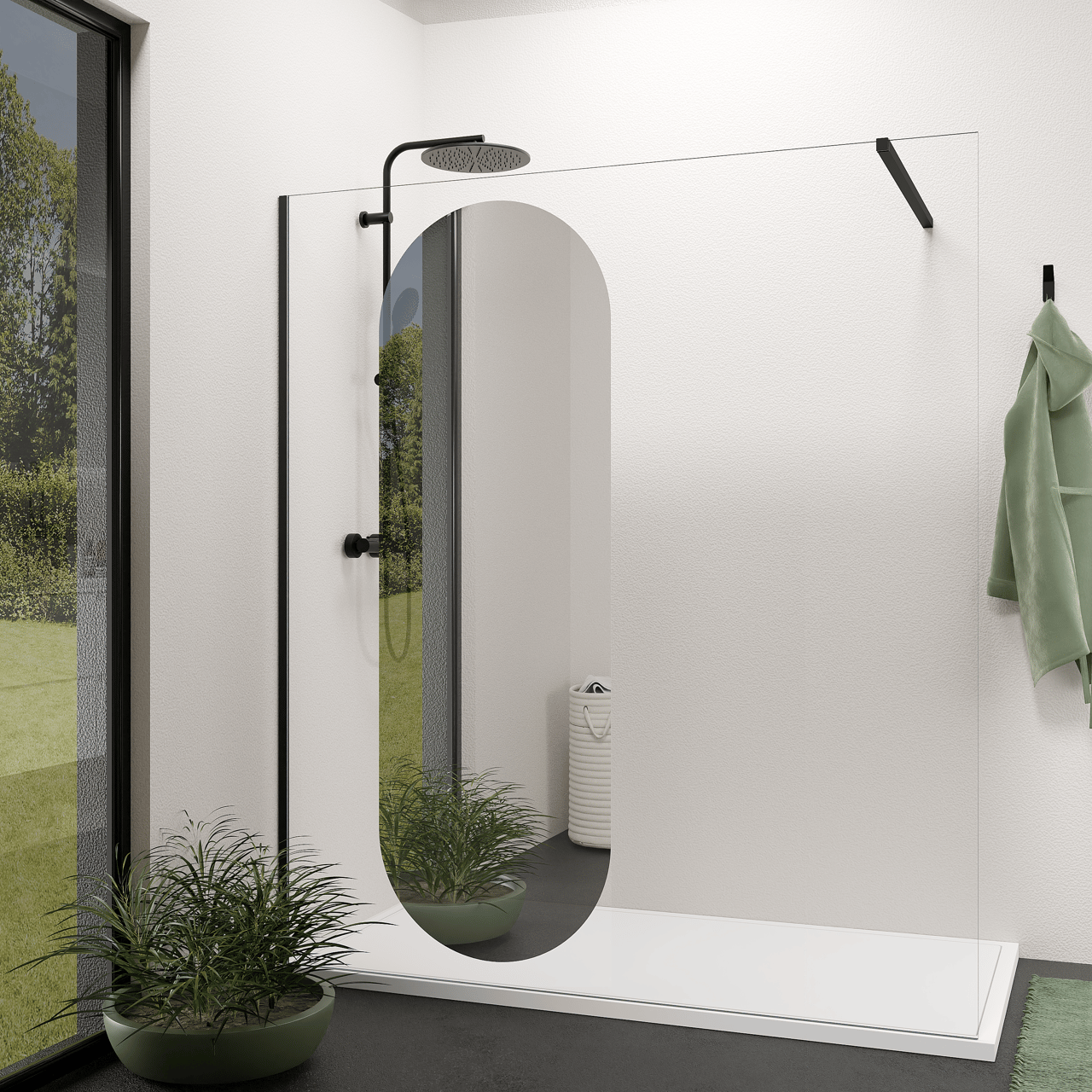 Balmani Modular douchewand Reflex spiegelglas ovaal 176 x 200 cm