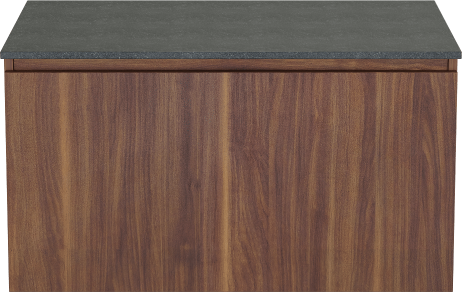 Balmani Sfera by Lucida meuble salle de bains suspendu 90 x 55 cm noyer américain avec Stretto tablette simple en granit noir