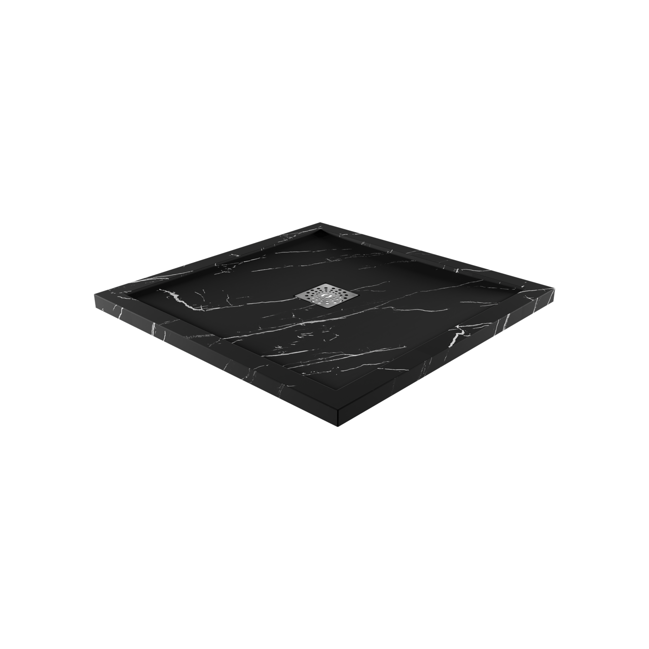 Linie Lido receveur de douche 90 x 90 cm marbre composite aspect marbre noir texture ardoise