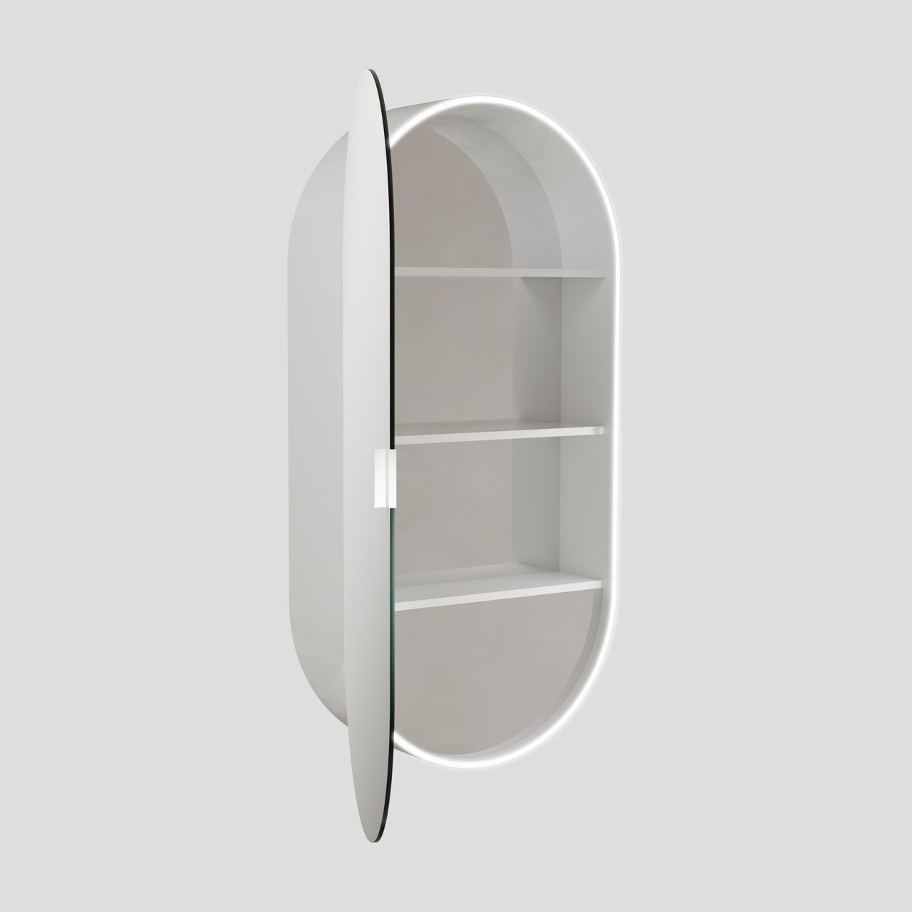 Luca Varess Oval spiegelkast ovaal 45 x 90 cm mat wit met spiegelverlichting