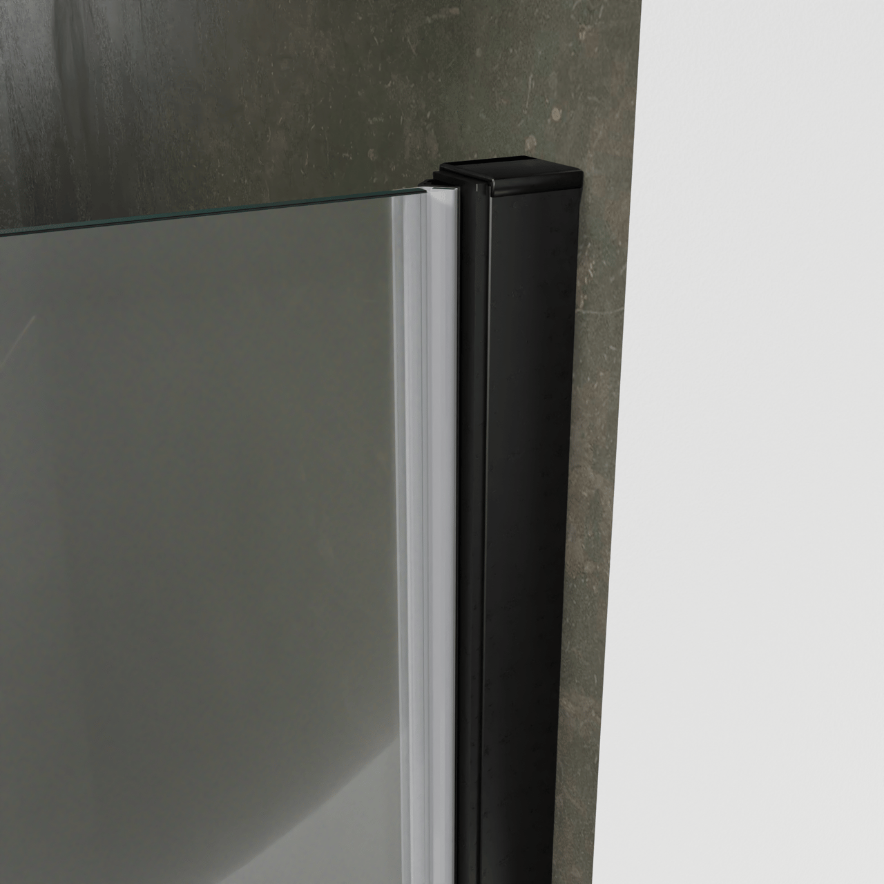 Luca Varess Kuresa Duschtür: Drehtür, 85 x 200 cm, Klarglas, Schwarzes Profil, matt