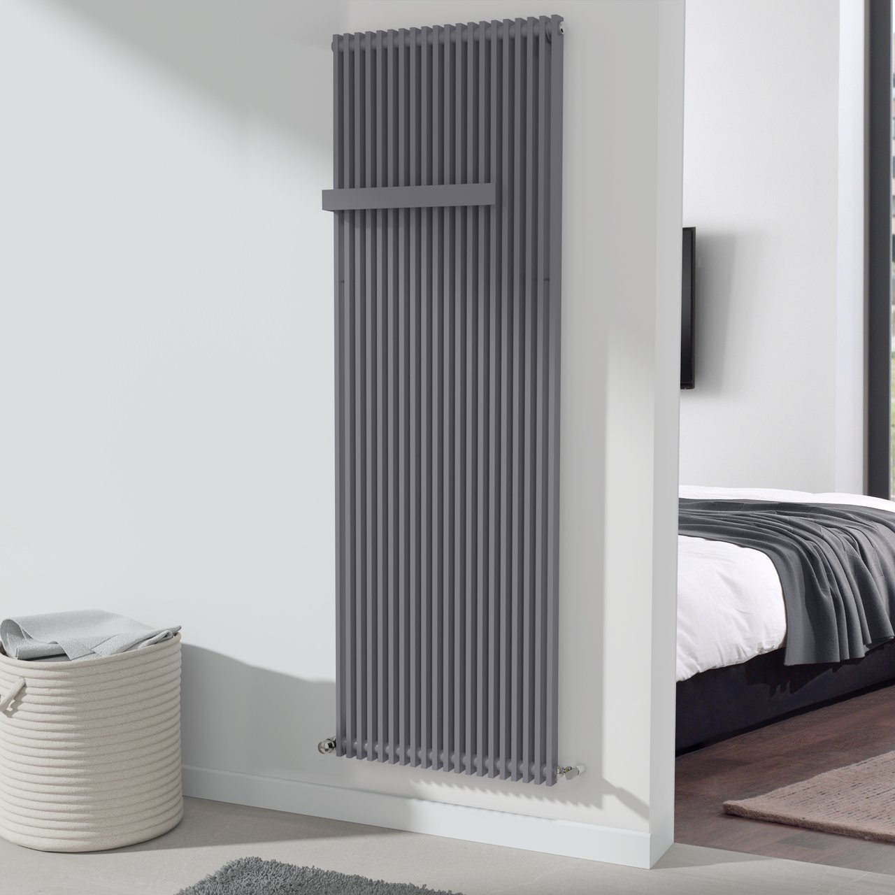 Vipera Corrason enkele badkamerradiator 60 x 180 cm centrale verwarming antraciet grijs zijaansluiting 2.059W