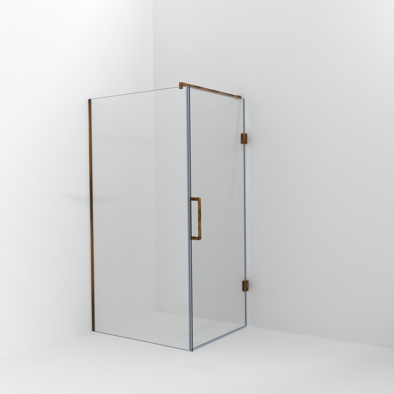 Balmani Modular inloopdouche met deur: 110 x 200 cm met deur 90 cm, Helder glas, Brushed Rosegold profielen