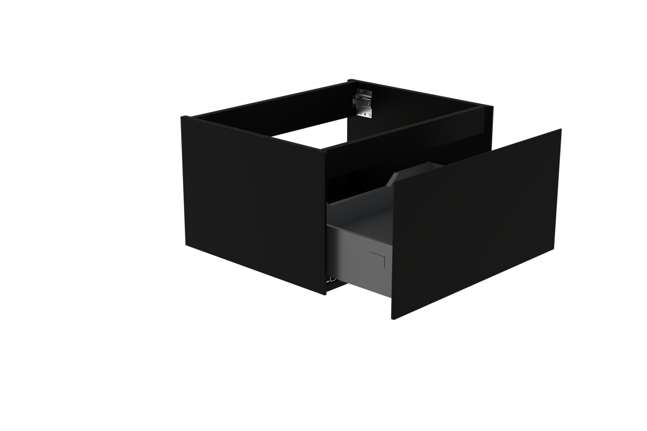 Storke Edge zwevende wastafelonderkast 65 x 52 cm mat zwart 1 lade