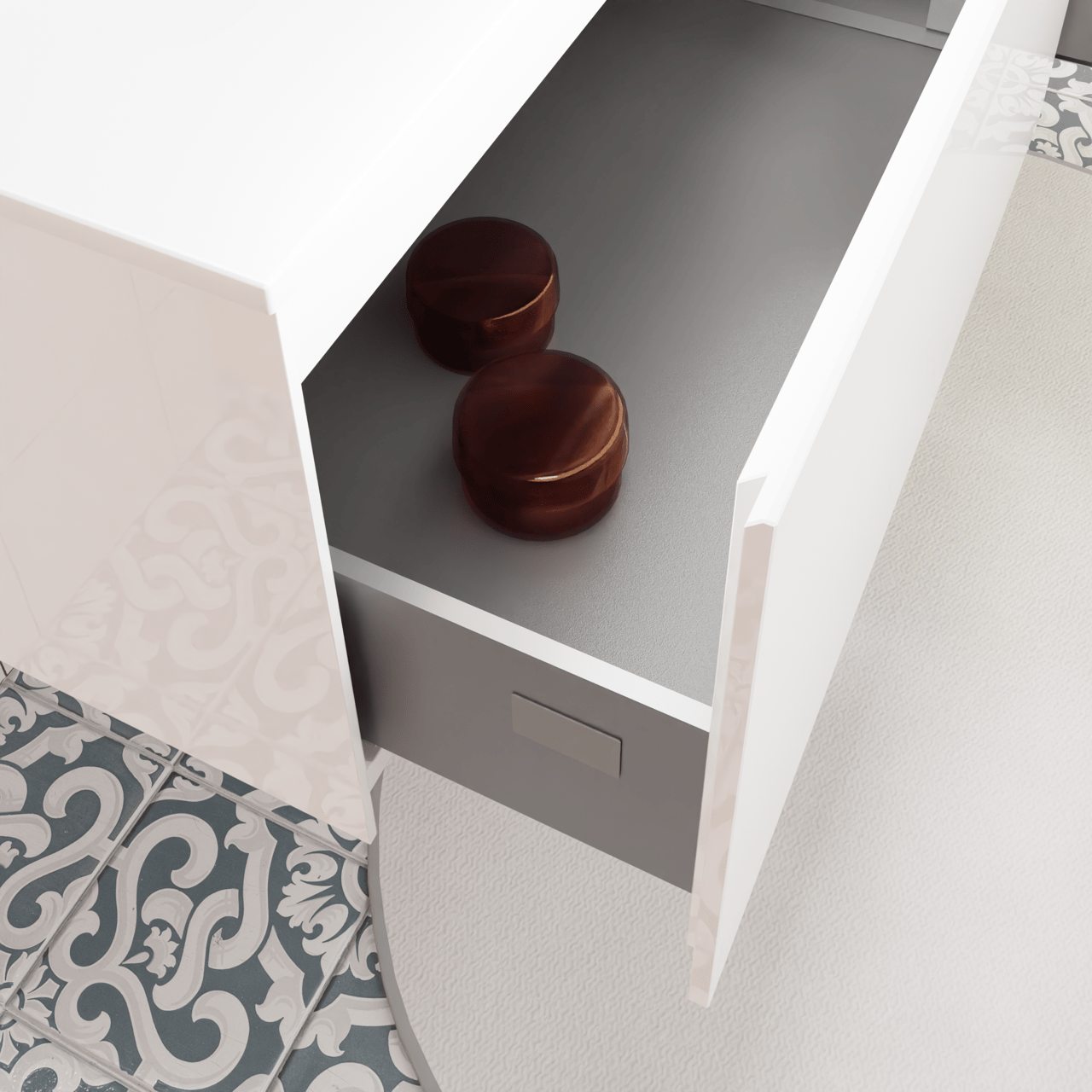 Storke Edge hängendes Möbelstück Set: 155 x 52 cm, Weiß glänzend, mit Mata Einzelwaschtisch, Solid Surface Weiß matt