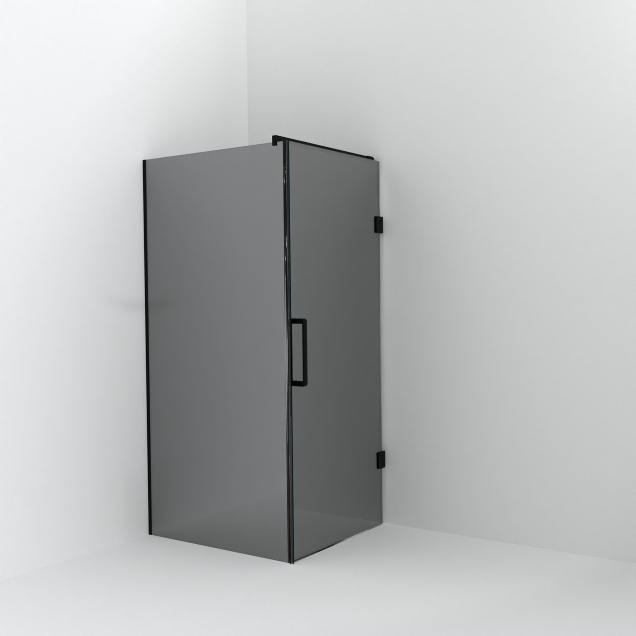 Balmani Modular douche à l'italienne avec porte: 100 x 200 cm avec porte 90 cm, Miroir Reflex, Profil Noir mat