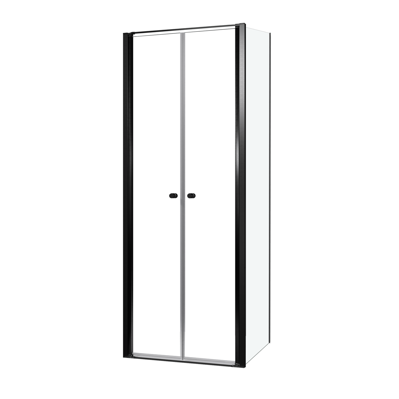 Luca Varess Kuresa douchehoek met pendeldeur met vaste zijwand 80 x 90 x 200 cm helder glas en mat zwarte profielen