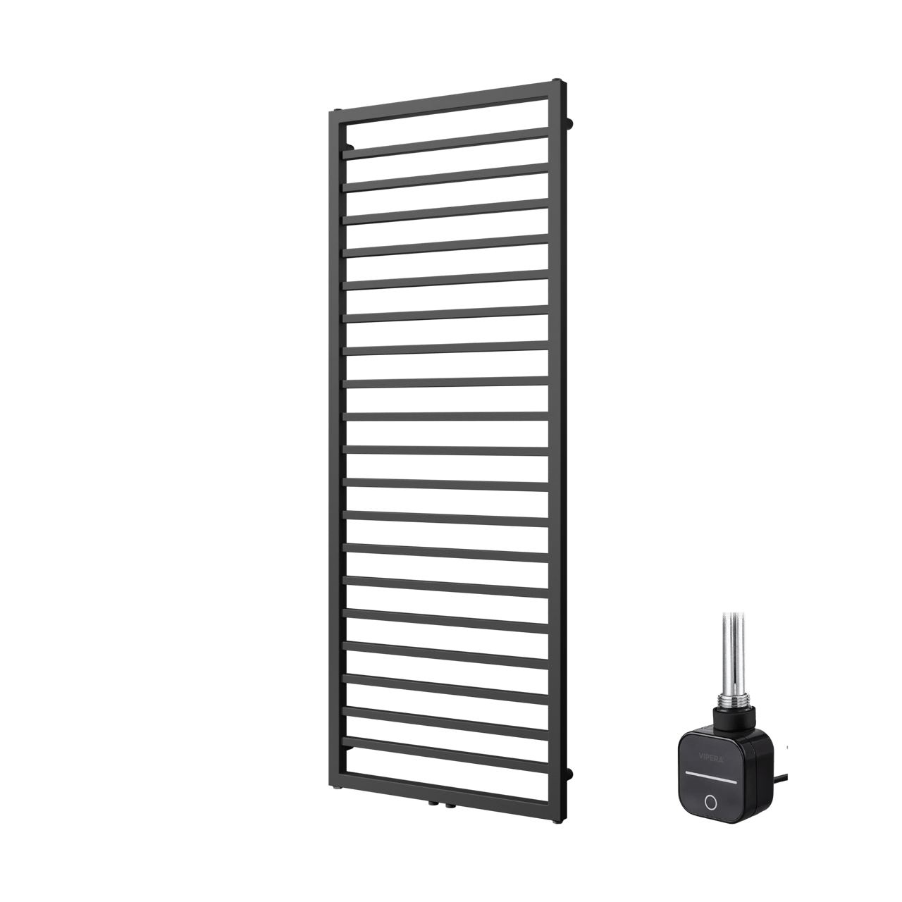 Vipera Listona sèche-serviettes Simple 60 x 180 cm chauffage électrique noir mat raccordement latéral et central possible 800W, résistance incluse