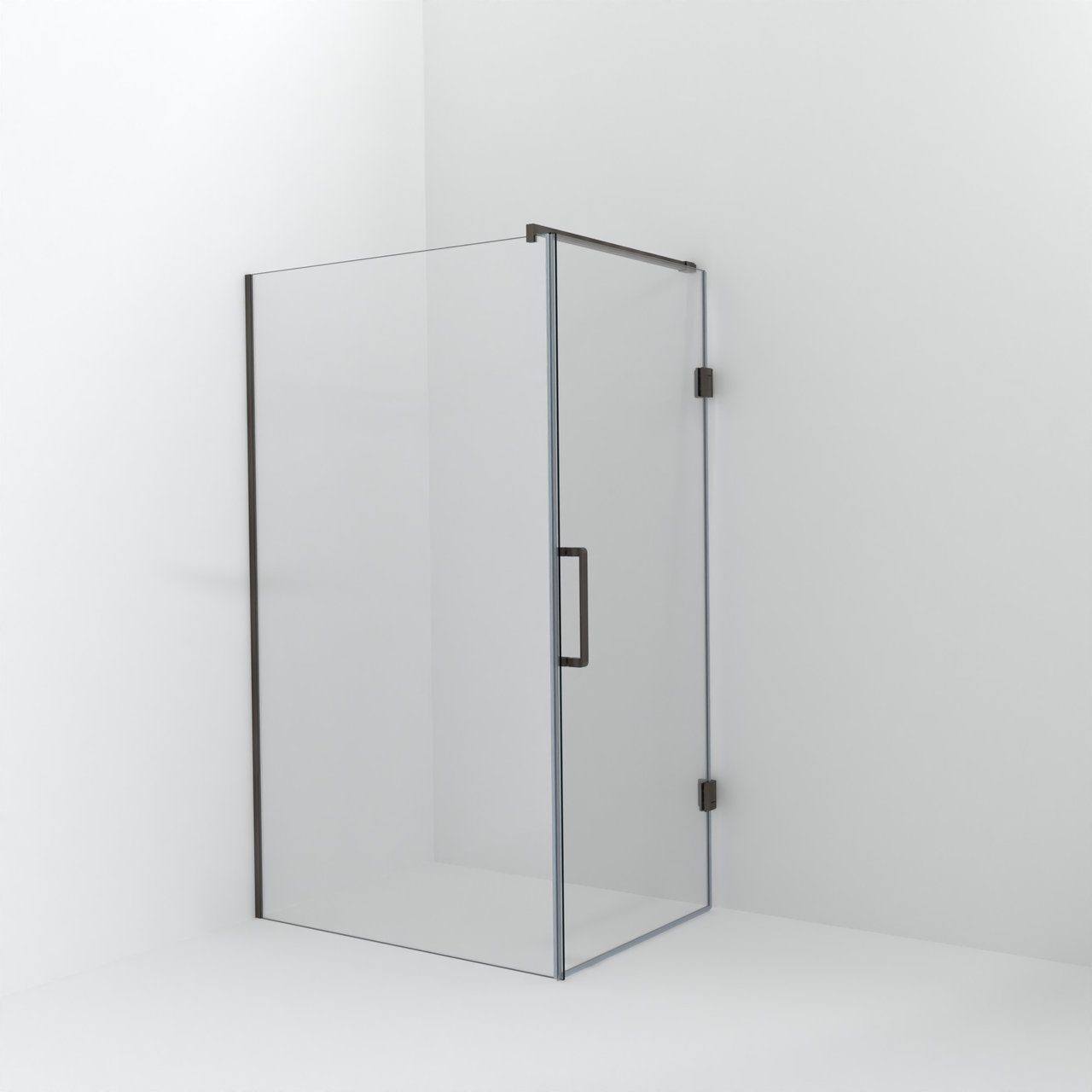Balmani Modular Walk-In Dusche mit Tür: 120 x 200 cm mit Tür 90 cm, Klarglas, Profil Brushed GunMetal