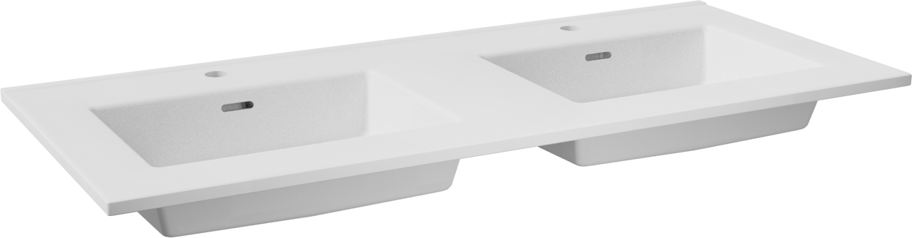 Storke Kera dubbele wastafel mat witte porselein 120 x 52 cm, exclusief crepine