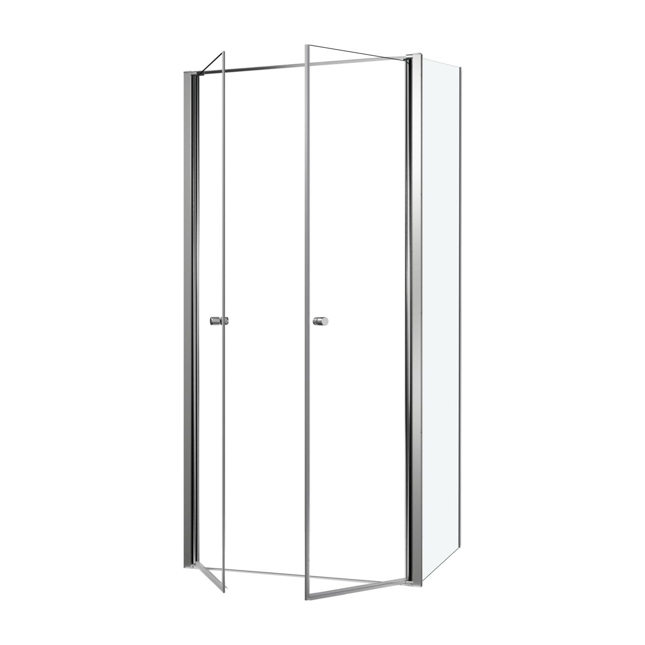 Luca Varess Kuresa douchehoek met pendeldeur met vaste zijwand 100 x 90 x 200 cm helder glas en glanzend chroom profielen
