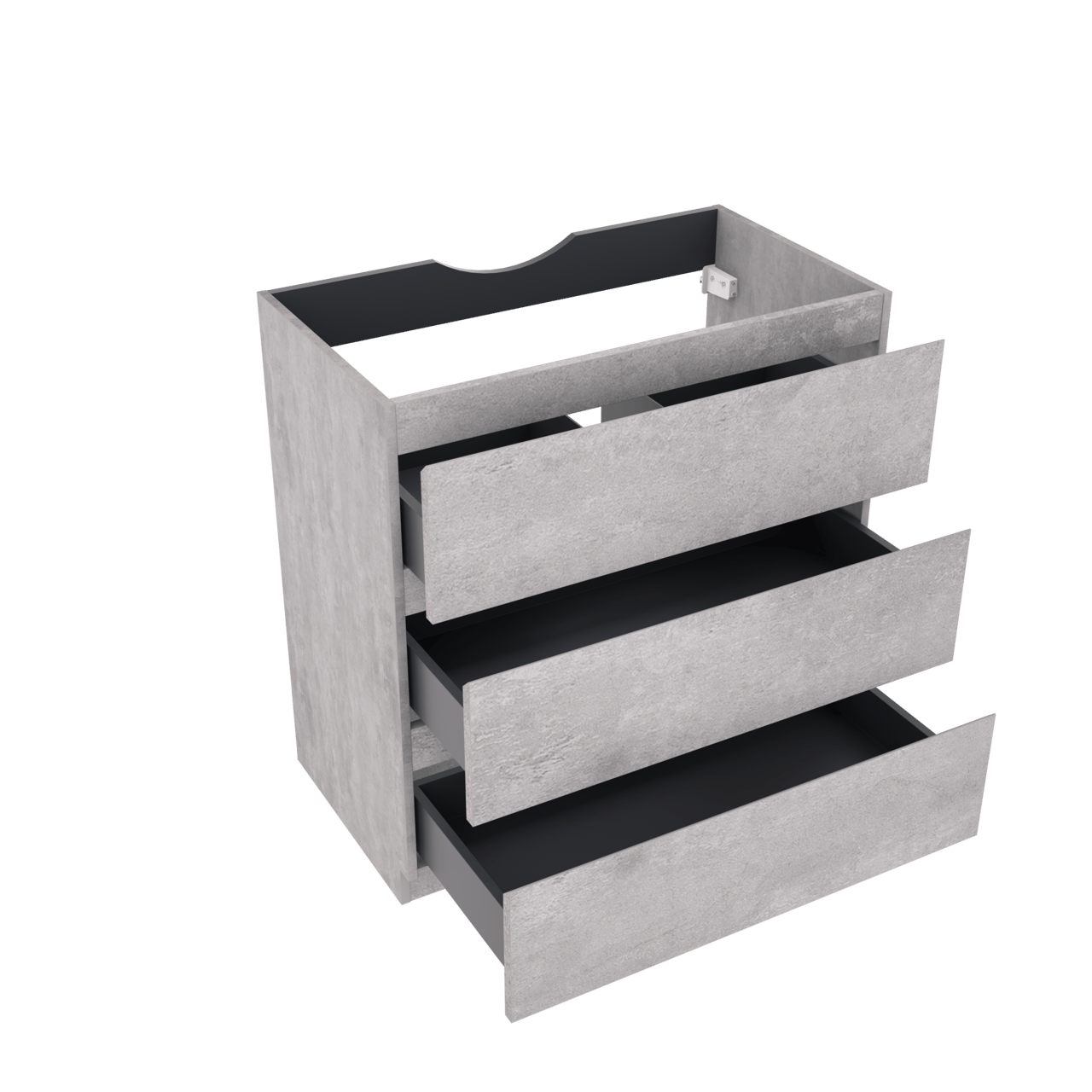 Linie Lado stehender Waschbeckenunterschrank: 80 x 46 cm, Beton dunkelgrau, 3 Schubladen