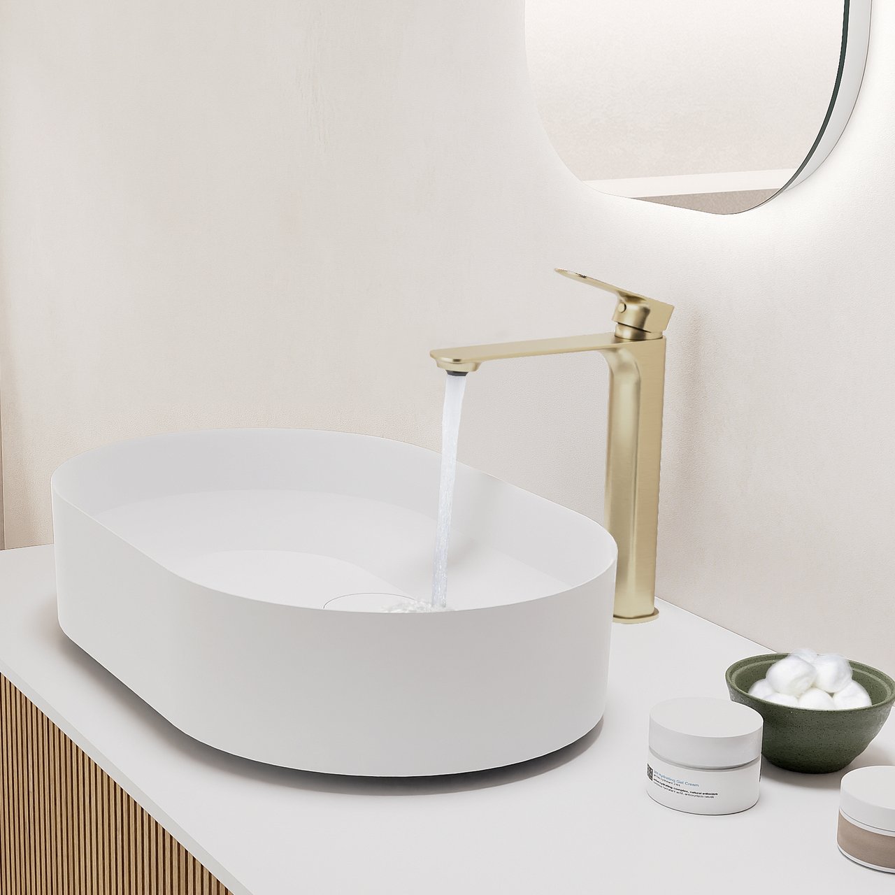Blaufoss Bodan robinet de lavabo surélevé brushed champagne gold
