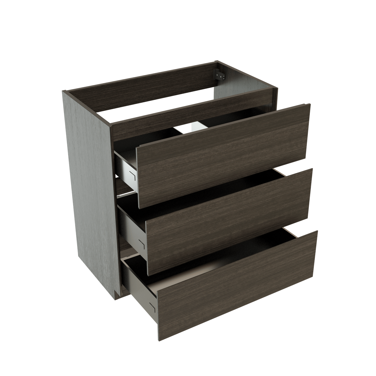 Storke Edge meuble sous-lavabo a poser 80 x 46 cm chêne foncé 3 tiroirs