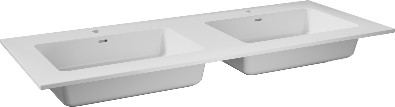 Storke Bilia dubbele wastafel glanzend composiet marmer 130 x 52 cm