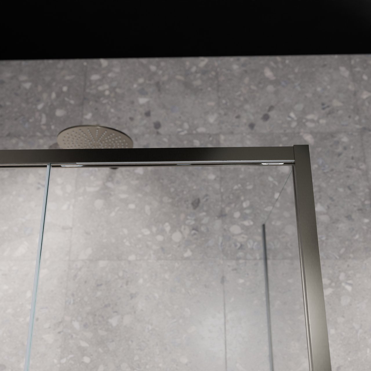 Balmani Senses Design douchehoek met linkse schuifdeur en vaste zijwand, 120 x 100 cm, Helder glas, Brushed GunMetal profielen, met coating