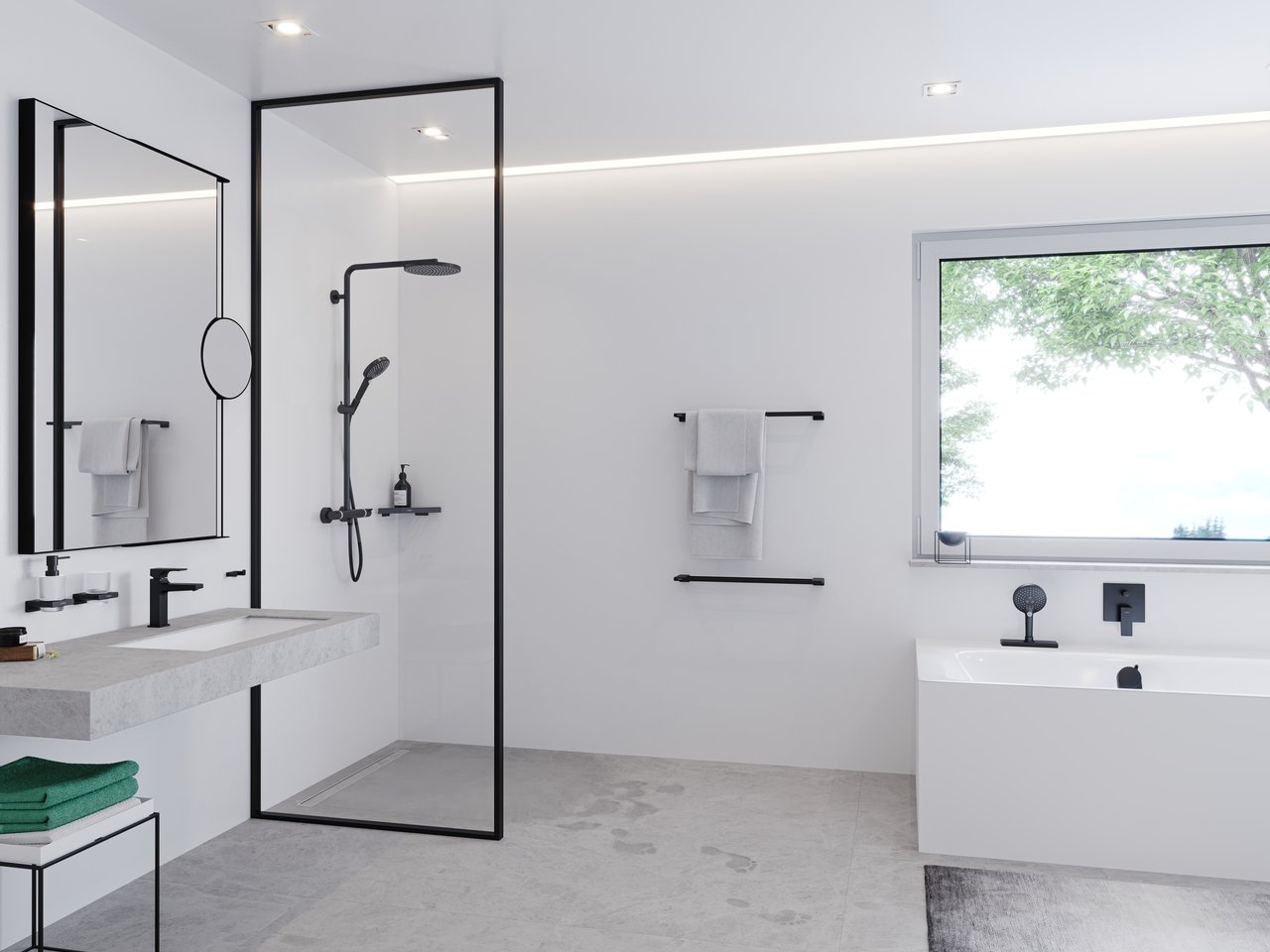 Hansgrohe sBox Square Fertigset Badewannenrandarmatur schwarz matt