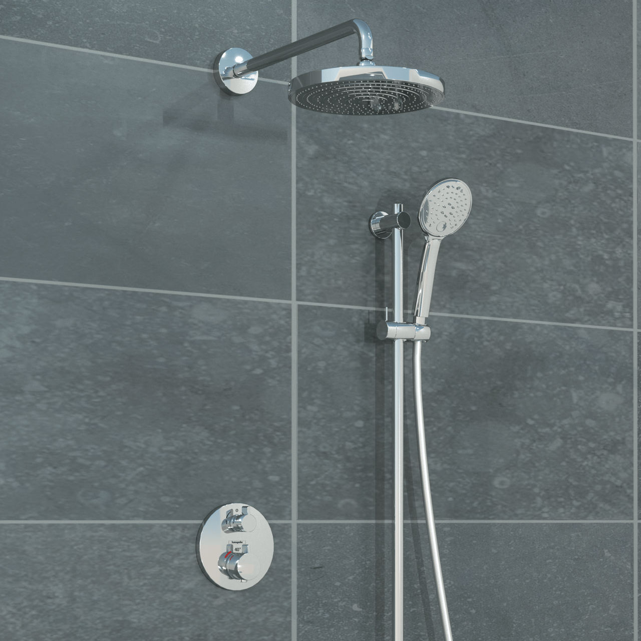 Hansgrohe Ecostat S thermostat de douche encastré chrome brillant