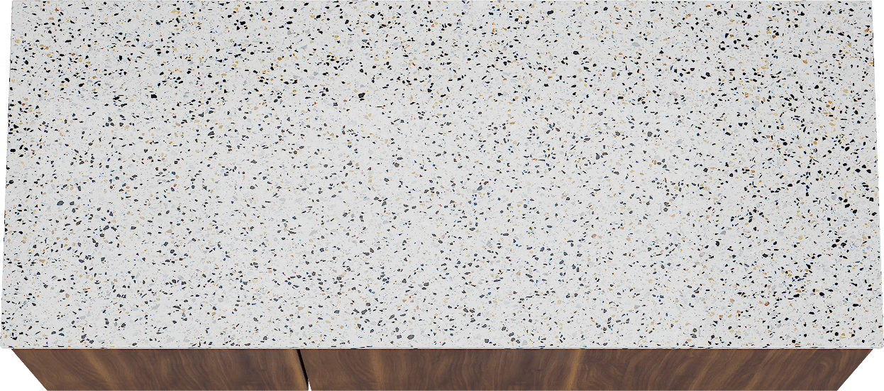 Balmani Sfera by Lucida meuble salle de bains suspendu 135 x 55 cm noyer américain avec Stretto tablette simple ou double en blanc/noir mat terrazzo